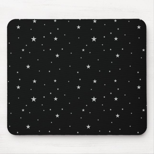 Stars Pattern On Black Mouse Pad (Front)