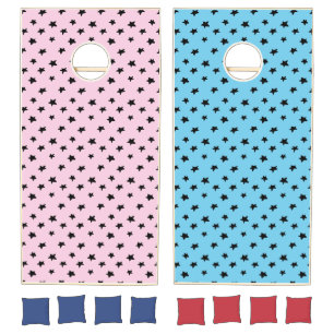STARS PATTERN PINK AND BLUE FOR HIM AND HER CORNHOLE SET