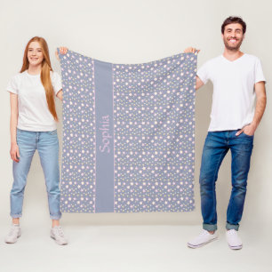 Stars pattern pink gray fleece blanket