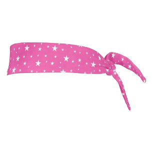 Stars pattern Pink Satin Ribbon Tie Headband
