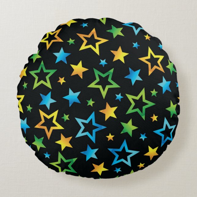 Stars pattern round pillow (Front)