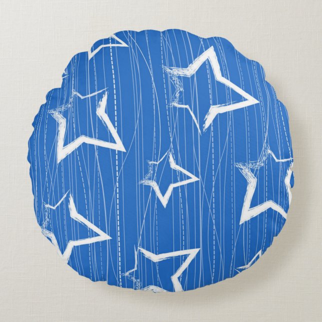 Stars pattern round pillow (Front)