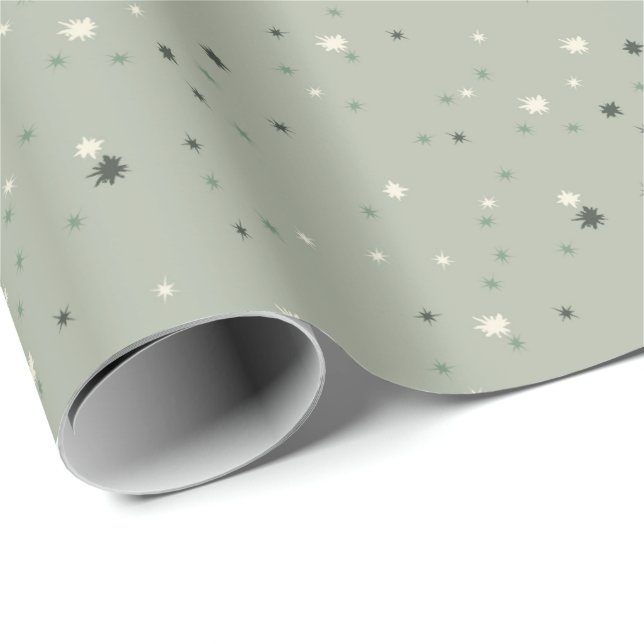 Stars Pattern (Sage Green) Wrapping Paper (Roll Corner)