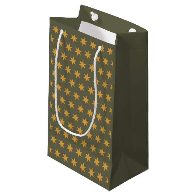 Stars Pattern Trending Colors Green Mango Small Gift Bag (Front Angled)
