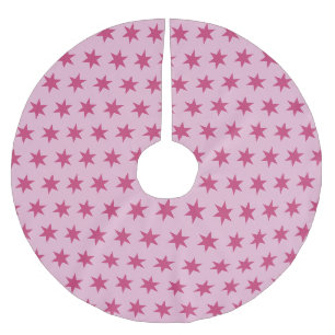 Stars Pattern Trending Colors Lilac Pink Maroon Brushed Polyester Tree Skirt