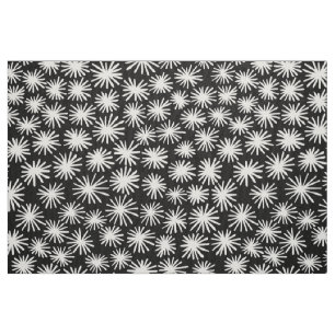 Stars Pattern - White on Black Fabric