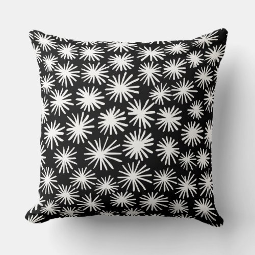 Stars Pattern _ White on Black Throw Pillow