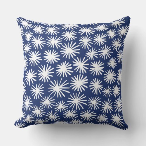 Stars Pattern _ White on  Blue 1D336D Throw Pillow