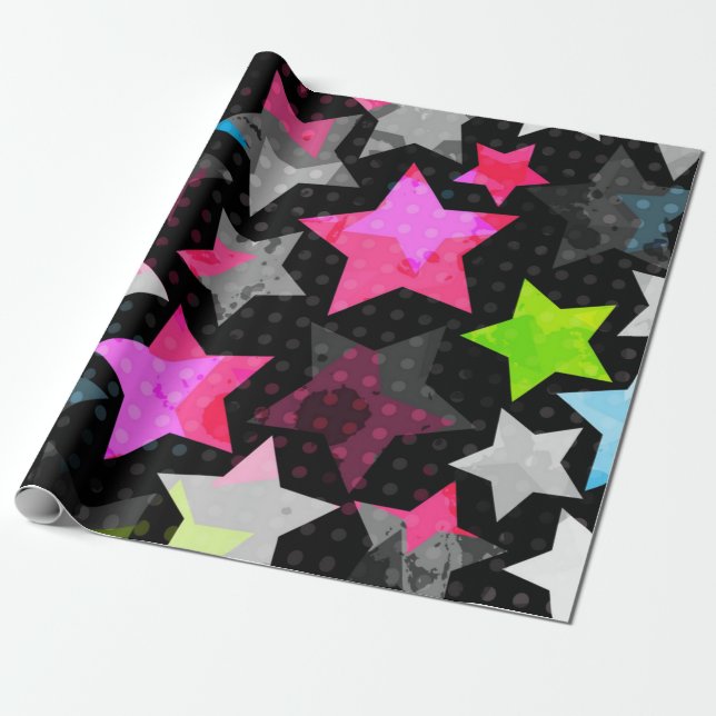 Stars pattern wrapping paper (Unrolled)
