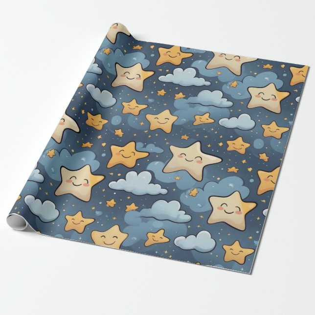 Stars pattern wrapping paper (Unrolled)