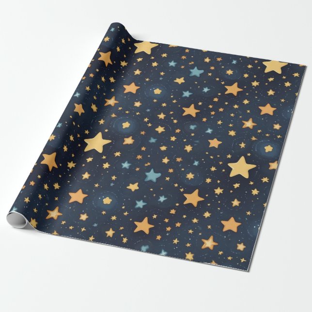 Stars pattern wrapping paper (Unrolled)