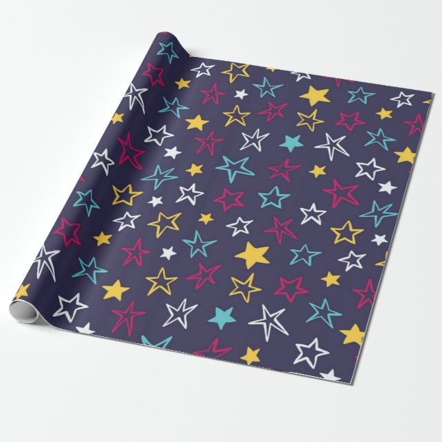 Stars pattern wrapping paper (Unrolled)