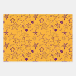 Stars pattern wrapping paper sheets