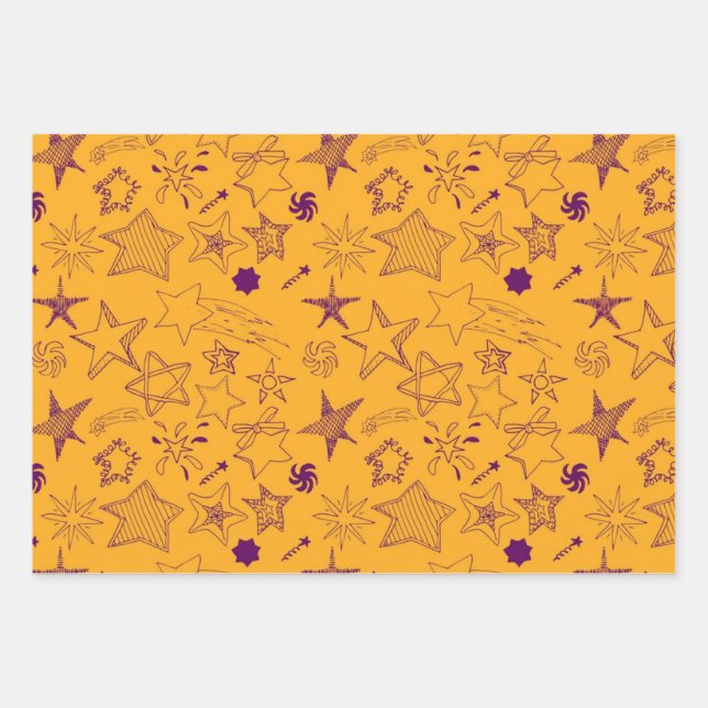 Stars pattern wrapping paper sheets (Front)