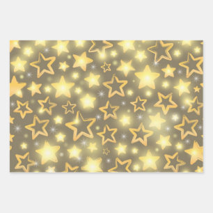 Stars pattern wrapping paper sheets