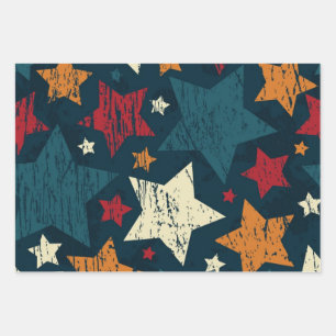 Stars pattern wrapping paper sheets