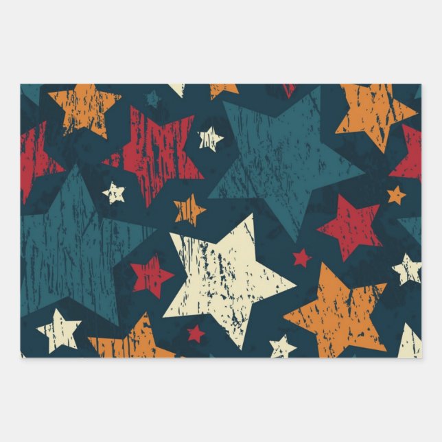 Stars pattern wrapping paper sheets (Front)