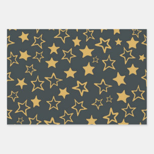 Stars pattern wrapping paper sheets