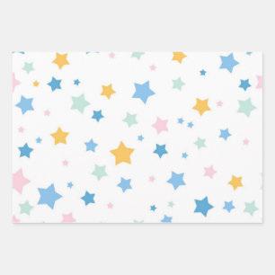 Stars pattern wrapping paper sheets