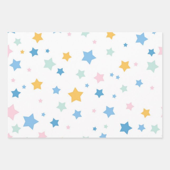Stars pattern wrapping paper sheets (Front)