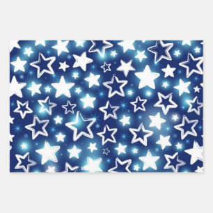 Stars pattern wrapping paper sheets