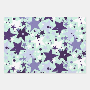 Stars pattern wrapping paper sheets