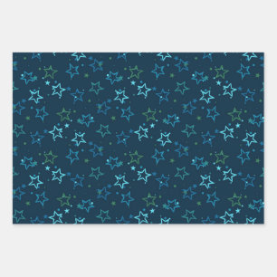 Stars pattern wrapping paper sheets