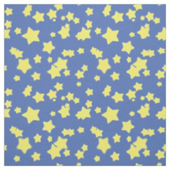Stars Pattern Yellow On Blue Fabric by shotwellphoto at Zazzle