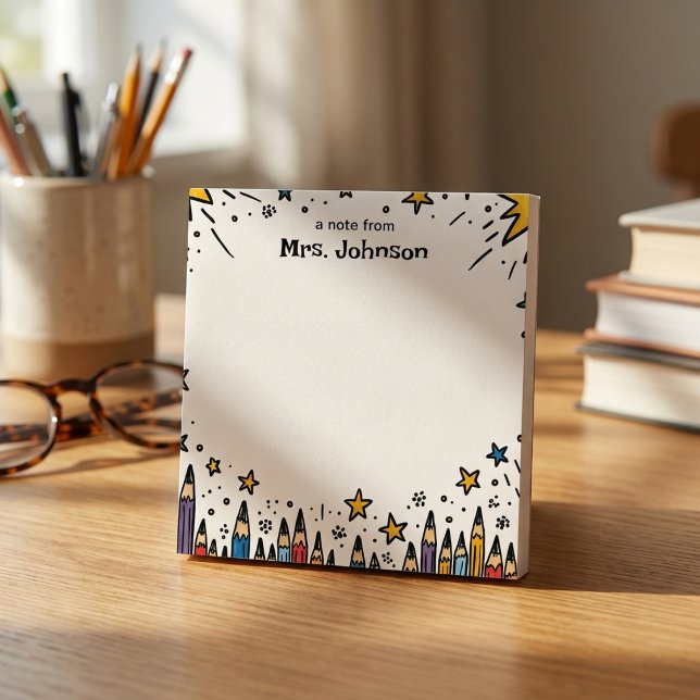 Stars & Pencils Personalized Teacher Appreciation Notepad (Creator Uploaded)