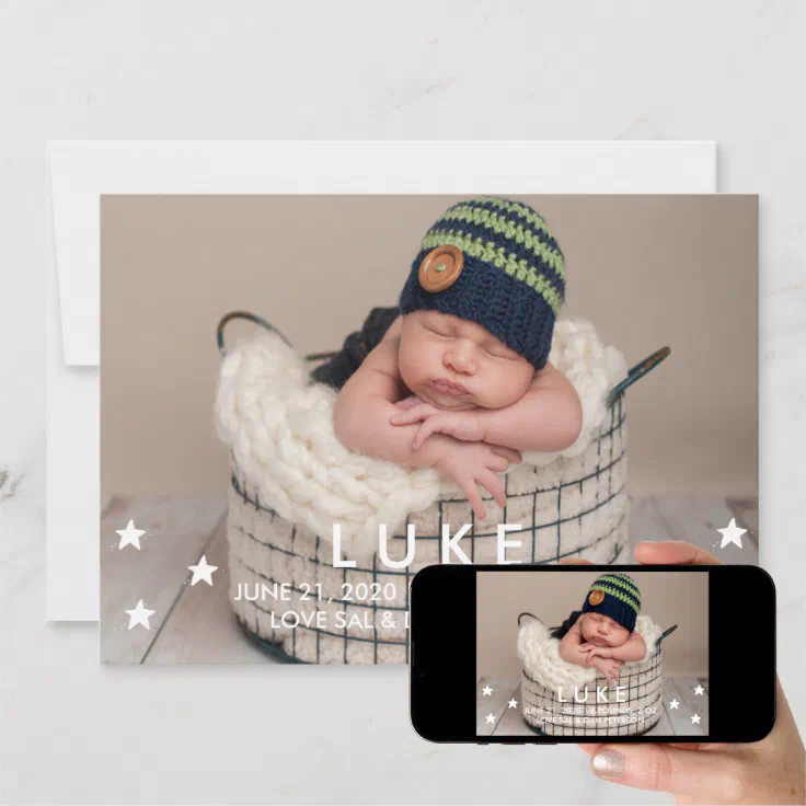 Stars Photo Birth Announcement Zazzle