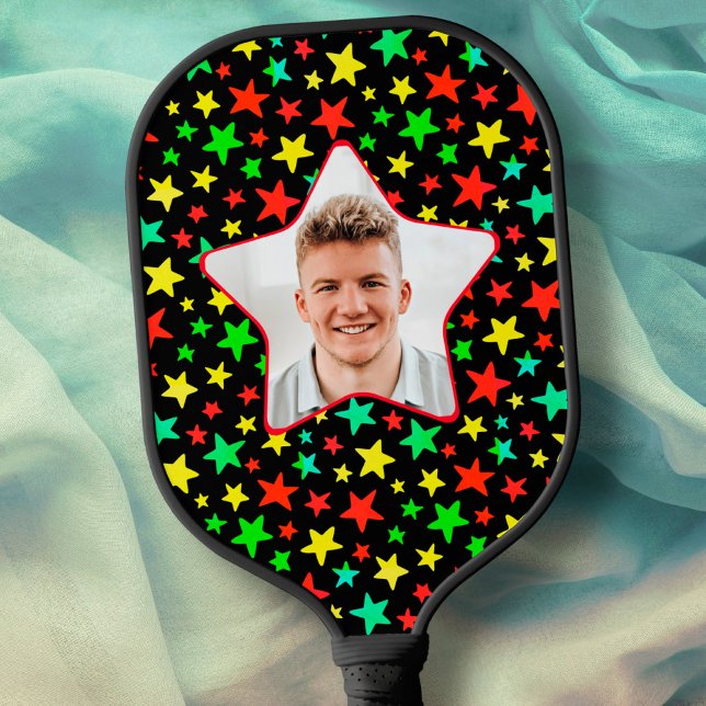 Stars Pickleball Star Player Custom Photo Colorful Pickleball Paddle (Creator Uploaded)