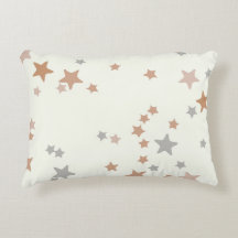 Stars pillow in neutral pink and gray
