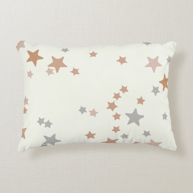 Stars pillow in neutral pink and gray (Front)