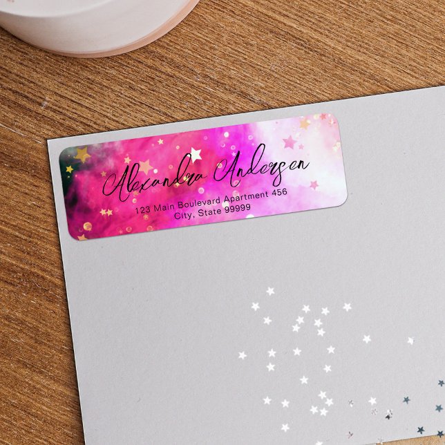 Stars Pink Clouds And Fancy Chic Script Label (Creator Uploaded)