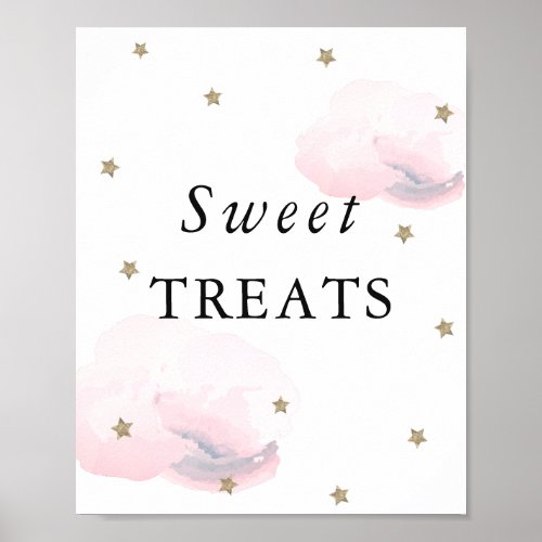 Stars  Pink Clouds Baby Shower Sweet Treats Sign