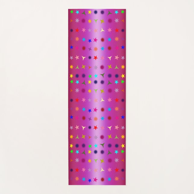 Stars Pink Yoga Mat (Front)