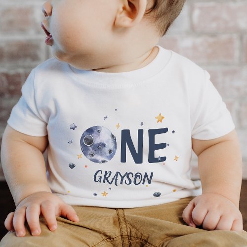 Stars Planet Boy 1st Birthday  Baby T_Shirt