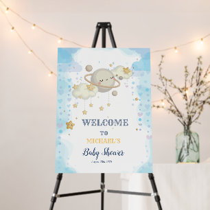 Stars Planet Clouds Blue Baby Shower Foam Board