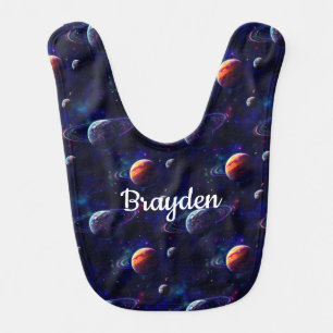 Stars, Planets, Galaxy, Outer space Personalized Baby Bib