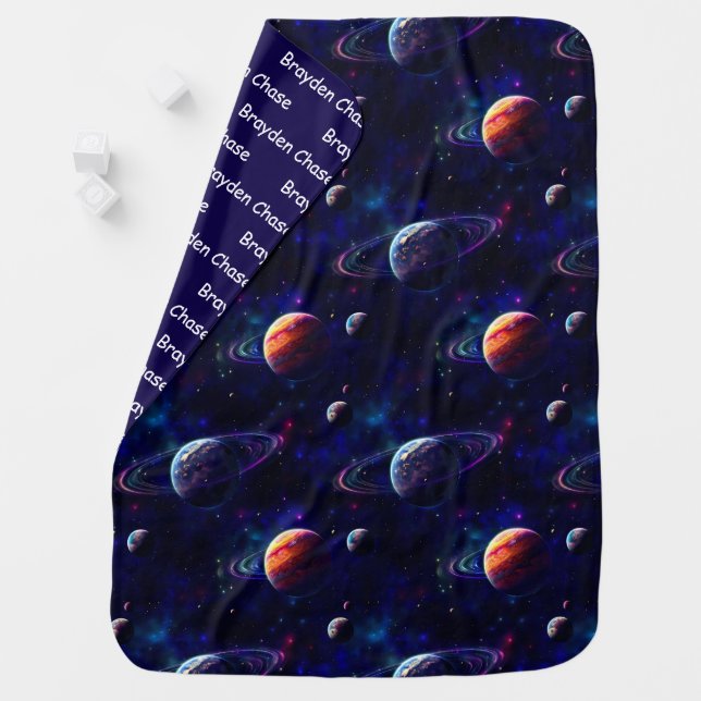 Stars, Planets, Galaxy, Outer space Personalized Baby Blanket (In Situ)