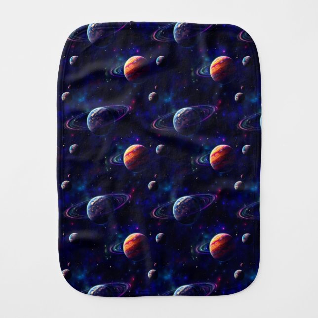 Stars, Planets, Galaxy, Outer space Personalized Baby Burp Cloth (Front)