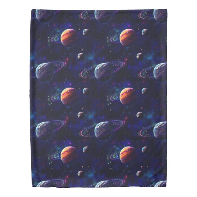 Stars, Planets, Galaxy, Outer space Themed Duvet Cover (Front)
