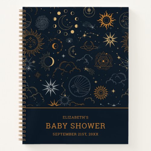 Stars  Planets Pattern  Baby Shower Notebook