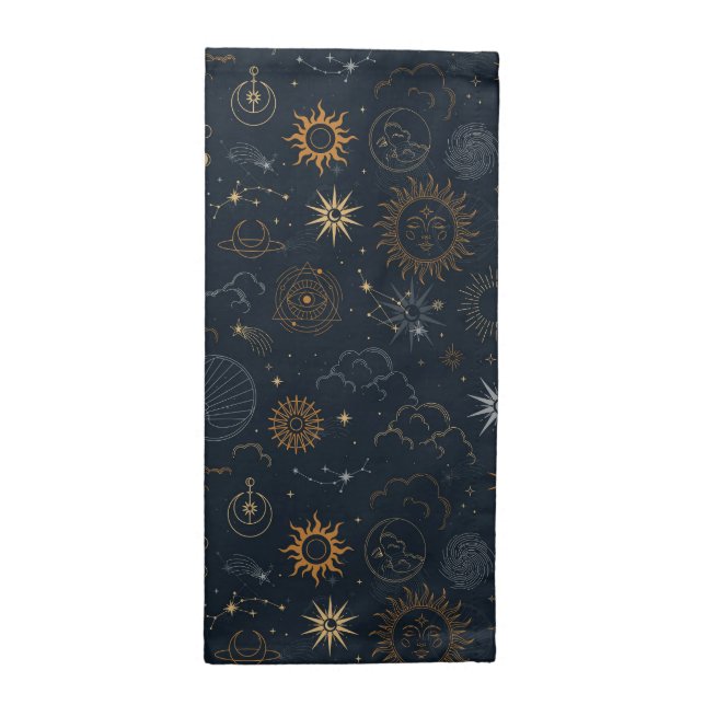 Stars & Planets Pattern Cloth Napkin (Half Fold)