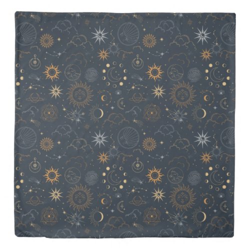 Stars  Planets Pattern Duvet Cover