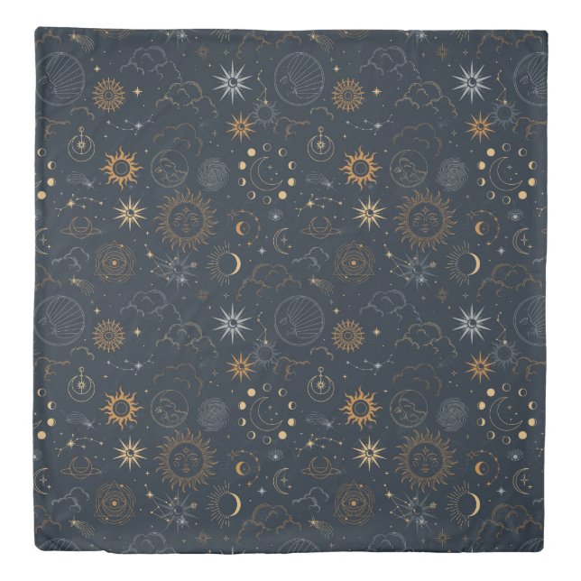 Stars & Planets Pattern Duvet Cover (Front)