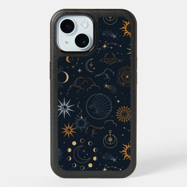 Stars & Planets Pattern iPhone 15 Case (Back)