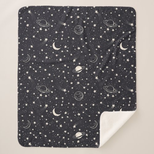 Stars  Planets Pattern Sherpa Blanket