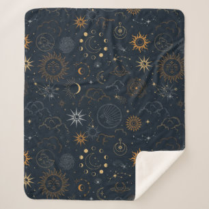 Stars & Planets Pattern Sherpa Blanket