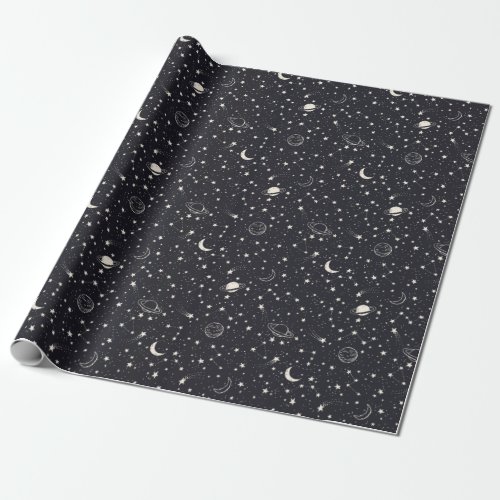 Stars  Planets Pattern Wrapping Paper